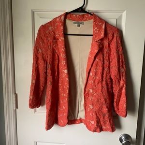 Coral Floral Lace Blazer